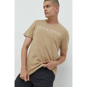 Premium by Jack&Jones pamut póló bézs, nyomott mintás