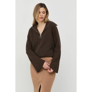 Ivy Oak gyapjú pulóver könnyű, női, barna, garbónyakú