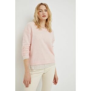 American Vintage gyapjú pulóver könnyű, női, rózsaszín