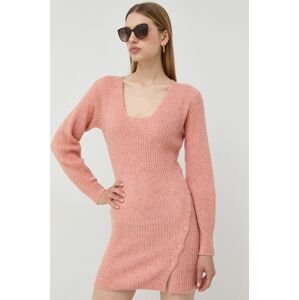 Bardot ruha rózsaszín, mini, testhezálló