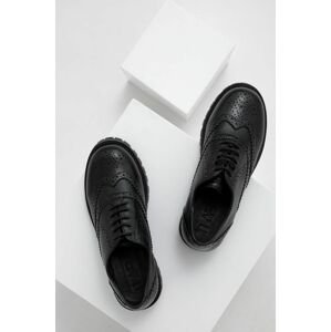 Answear Lab bőr félcipő fekete, női, platformos