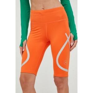 adidas by Stella McCartney rövidnadrág futáshoz női, narancssárga, nyomott mintás, magas derekú