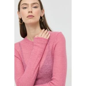 Victoria Beckham gyapjú pulóver könnyű, női, rózsaszín