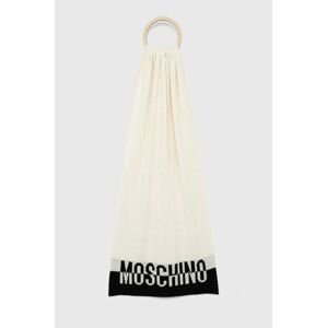 Moschino sál gyapjú keverékből fehér, mintás