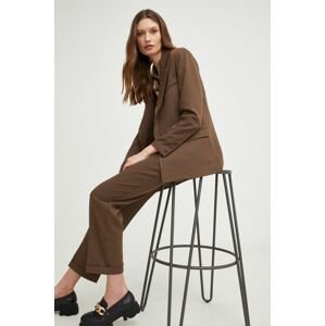 Answear Lab szett - gyapjú kabát és nadrág barna, női