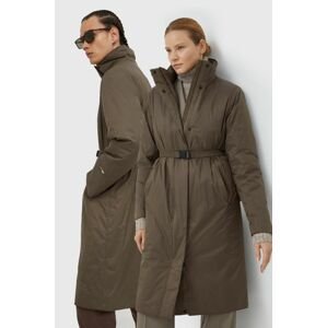 Rains rövid kabát 15500 Long Padded Nylon W Coat barna, átmeneti