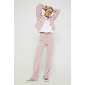 Juicy Couture nadrág gyapjú keverékből női, rózsaszín, magas derekú egyenes