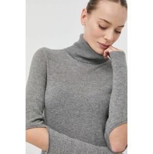 Beatrice B gyapjú pulóver könnyű, női, szürke, garbónyakú