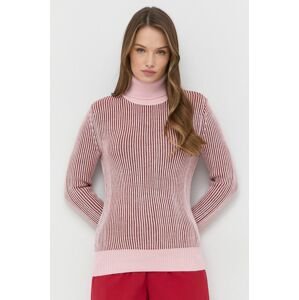 Beatrice B gyapjú pulóver női, rózsaszín, garbónyakú
