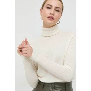 Marella gyapjú pulóver könnyű, női, bézs, garbónyakú