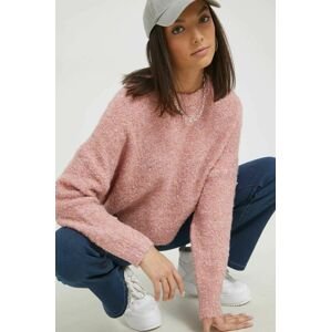 Pieces gyapjúkeverék pulóver könnyű, női, rózsaszín