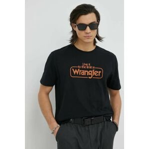Wrangler pamut póló fekete, nyomott mintás
