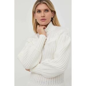 Luisa Spagnoli gyapjú pulóver női, bézs, félgarbó nyakú