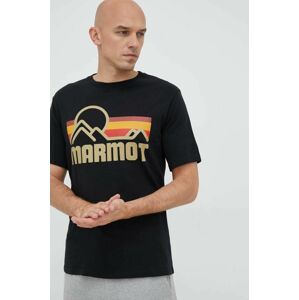 Marmot pamut póló fekete, nyomott mintás