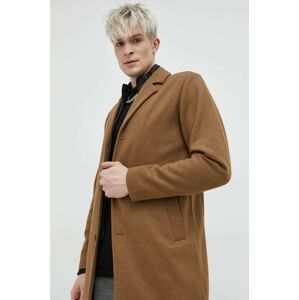 Jack & Jones kabát gyapjú keverékből barna, átmeneti