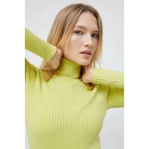 Selected Femme pulóver könnyű, női, zöld, garbónyakú