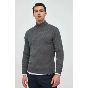 Selected Homme pamut pulóver könnyű, férfi, szürke, garbónyakú