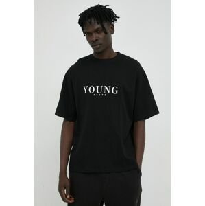 Young Poets Society pamut póló Young Yoricko fekete, nyomott mintás