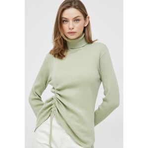 Vero Moda pulóver könnyű, női, zöld, garbónyakú