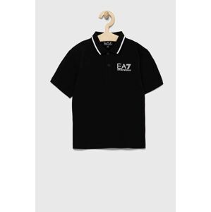EA7 Emporio Armani gyerek pamut póló fekete, sima