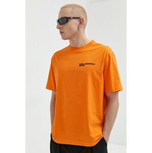 Karl Lagerfeld Jeans pamut póló narancssárga, nyomott mintás