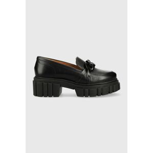 Charles Footwear bőr mokaszin Saline fekete, női, platformos, Saline.Loafer