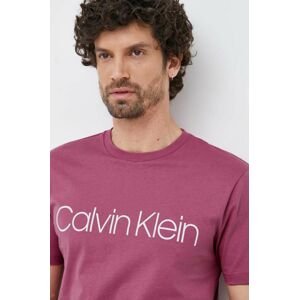 Calvin Klein pamut póló lila, nyomott mintás
