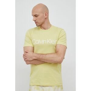 Calvin Klein pamut póló Sárga, nyomott mintás