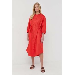 Max Mara Leisure pamut ruha piros, midi, harang alakú