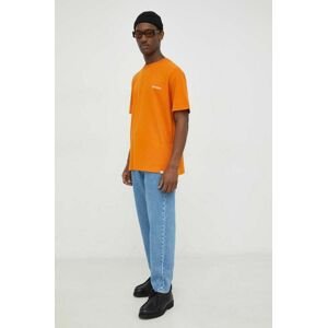 Les Deux t-shirt narancssárga, férfi, nyomott mintás