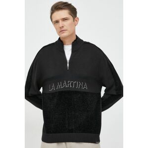 La Martina gyapjúkeverék pulóver fekete, férfi