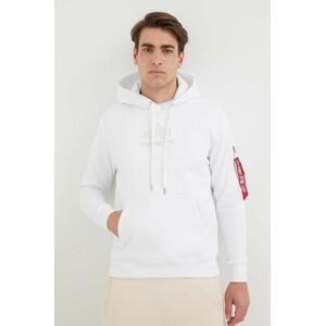 Alpha Industries felső fehér, férfi, nyomott mintás, kapucnis