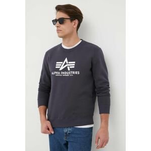 Alpha Industries felső Basic Sweater sötétkék, férfi, nyomott mintás