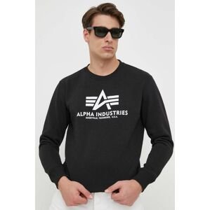Alpha Industries felső Basic Sweater fekete, férfi, nyomott mintás