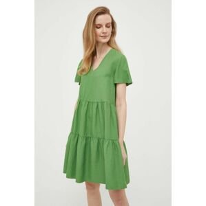 Pennyblack ruha vászonkeverékből zöld, mini, harang alakú