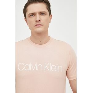Calvin Klein pamut póló rózsaszín, nyomott mintás