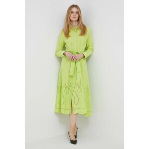 Rich & Royal pamut ruha zöld, midi, harang alakú