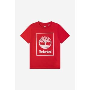 Timberland gyerek pamut póló Short Sleeves Tee-shirt piros, nyomott mintás