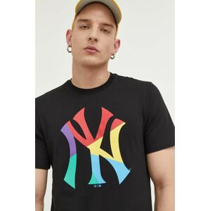 47brand pamut póló MLB New York Yankees fekete, nyomott mintás