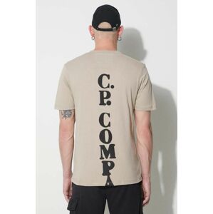C.P. Company pamut póló bézs, nyomott mintás