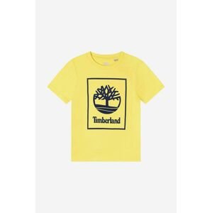 Timberland gyerek pamut póló sárga, nyomott mintás