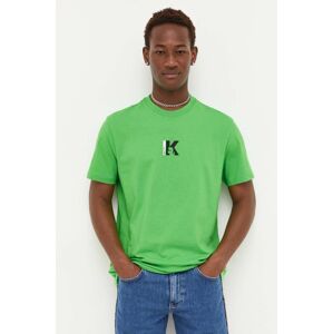 Karl Lagerfeld Jeans pamut póló zöld, nyomott mintás
