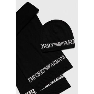 Emporio Armani sapka és sál gyapjú keverékből fekete