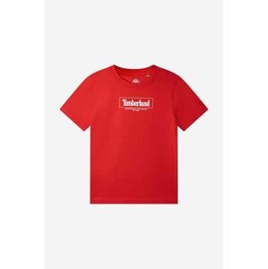 Timberland gyerek pamut póló Short Sleeves Tee-shirt piros, nyomott mintás