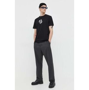 Karl Lagerfeld Jeans pamut póló fekete, nyomott mintás