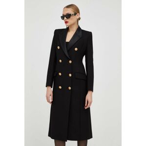 Elisabetta Franchi kabát női, fekete, átmeneti, kétsoros gombolású