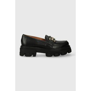 Charles Footwear bőr mokaszin Vloglola fekete, női, platformos, Vloglola.Loafer.Black