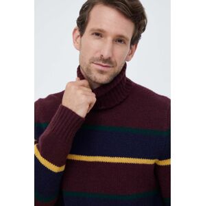 Polo Ralph Lauren gyapjú pulóver meleg, férfi, bordó, garbónyakú