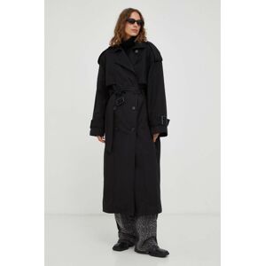 Gestuz kabát női, fekete, átmeneti, kétsoros gombolású