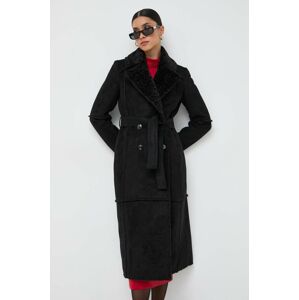 Patrizia Pepe kabát női, fekete, átmeneti, kétsoros gombolású